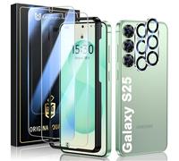 UniqueMe Protector de Pantalla para Samsung Galaxy S25-4 Piezas, 2 Piezas Cristal Templado y 2 Piezas Protector Camara, Anticaída, Anti-Arañazos, Ultra HD, Antihuellas