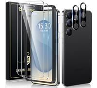 UniqueMe Protector de Pantalla para Samsung Galaxy S25 FE - 4 Piezas, 2 Piezas Cristal Templado y 2 Piezas Protector Camara, Anticaída, Anti-Arañazos, Ultra HD,Antihuellas