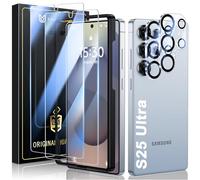 UniqueMe Protector de Pantalla para Samsung Galaxy S25 Ultra - 4 Piezas, 2 Piezas Cristal Templado y 2 Piezas Protector Camara, Anticaída, Anti-Arañazos, Ultra HD, Antihuellas