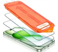 UniqueMe Protector Pantalla para iPhone 15, Alineación Automática, Eliminación Automática del Polvo, Grado Militar Inastillable, Cristal Templado con Cobertura Total -2 Pack