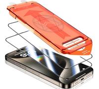 UniqueMe Protector Pantalla para iPhone 15 Pro, Alineación Automática, Eliminación Automática del Polvo, Grado Militar Inastillable, Cristal Templado con Cobertura Total -2 Pack