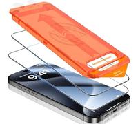 UniqueMe Protector Pantalla para iPhone 15 Pro Max, Alineación Automática, Eliminación Automática del Polvo, Grado Militar Inastillable, Cristal Templado con Cobertura Total -2 Pack