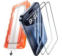 UniqueMe Protector Pantalla para iPhone 15 Pro Max, Auto Alineación Herramienta Kit, Ultra HD, Anti-Rasguños, Cristal Templado para iPhone 15 Pro Max Antiespia, -2 Pack