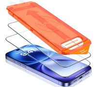 UniqueMe Protector Pantalla para iPhone 16 - Alineación Automática, Eliminación Automática del Polvo, Grado Militar Inastillable, Cristal Templado con Cobertura Total -2 Pack