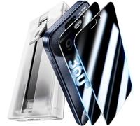 UniqueMe Protector Pantalla Privacidad de 360° para iPhone 15 Pro, Protector de Pantalla Antiespías de 4 Lados, Cristal Templado, Auto Alineación Herramienta Kit, Anti-Rasguños -2 Pack