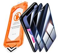 UniqueMe Protector Pantalla Privacidad para iPhone 11/XR -Cristal Templado, Alineación Automática, Grado Militar Inastillable, -2 Pack