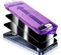 UniqueMe Protector Pantalla Privacidad para iPhone 15 Pro, Alineación Automática, Eliminación Automática del Polvo, Grado Militar Inastillable, Cristal Templado con Cobertura Total -2 Pack