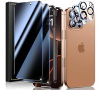 UniqueMe Protector Pantalla Privacidad para iPhone 16 Pro - 4 Piezas, 2 Piezas Cristal Templado y 2 Piezas Protector Camara, Anticaída, Anti-Arañazos, Ultra HD,Antihuellas