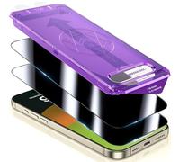 UniqueMe Protector Pantalla Privacidad para iPhone 16 Pro - Alineación Automática, Eliminación Automática del Polvo, Grado Militar Inastillable, Cristal Templado con Cobertura Total -2 Pack