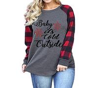 UNIQUEONE Camiseta de manga larga para mujer, diseño de texto en inglés "It's Cold Out", con texto en inglés "Baby It's Cold Out", Gris, XXXL