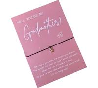 UNIQUEPGIFTS Will You Be My Godmother Gifts - Pulsera de deseos de ahijado, anuncio de bautizo, hada madrina, Adjustable, Algodón