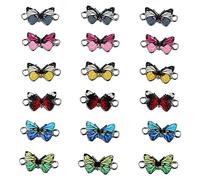 Uniquer 30 colgantes esmaltados en forma de mariposa, dijes de eslabones esmaltados de aleación con temática animal, dijes de conector colgantes de metal para hacer joyas, Metal, No es una piedra