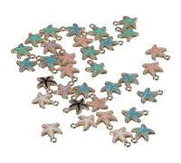 Uniquer 60 colgantes coloridos de aleación esmaltada de estrella de mar, dijes de animales marinos para hacer joyas, collares, pulseras, manualidades, Metal, No es una piedra preciosa