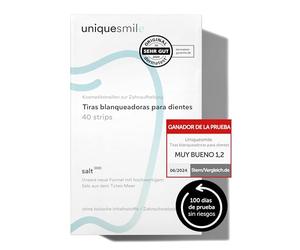 Uniquesmile tiras blanqueadoras dientes blanqueador dental - blanqueamiento dental - 100 días de prueba sin riesgo - sin peróxido - fórmula innovadora con ingredientes naturales (set 40 piezas)