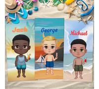 Uniqueta Toalla de playa personalizada con nombre, toalla de baño de viaje personalizada para Bestie, regalo para los mejores amigos, 60 x 120 cm/75 x 150 cm/90 x 180 cm (niño)