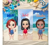 Uniqueta Toalla de playa personalizada con nombre, toalla de baño de viaje personalizada para mejores amigas, regalo para mejores amigos. 60 x 120 cm/75 x 150 cm/90 x 180 cm (para chica)