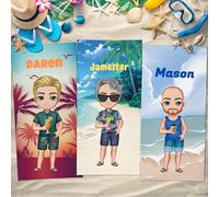 Uniqueta Toalla de playa personalizada con nombre, toalla de baño de viaje personalizada para mejores amigos, regalo para mejores amigos. 60 x 120 cm, 75 x 150 cm, 90 x 180 cm (hombre)