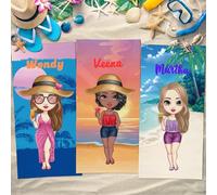Uniqueta Toalla personalizada de playa con nombre, toalla de baño de viaje para la mejor amiga, regalo para mejores amigas, 60 x 120 cm/75 x 150 cm/90 x 180 cm (Damas)
