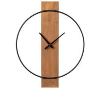 Uniquewise Quickway Reloj de Pared Moderno Decorativo con Marco de Metal Negro en Tablero de Madera Rectangular, para Comedor, Sala de Estar o Cocina, 50,8 cm de diámetro, marrón