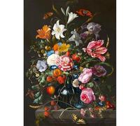 UNIQUORS Pintura por números para adultos, flores coloridas en maceta, kit de pintura al óleo de lino preimpreso, kit de pintura al óleo, decoración del hogar regalo con 3 pinceles y pigmento
