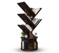 UniRodea Estantería giratoria de árbol, estantería estrecha de 5 niveles que ahorra espacio, torre giratoria única de 360°, estante esquinero de madera premium para niños u oficina, organizador de