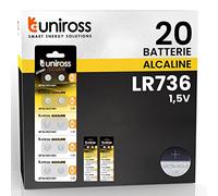 Uniross Pila de pila AG3 LR736 LR41 de 1,5 V, pilas alcalinas de botón - 2 blísteres de 10 pilas
