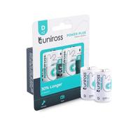 Uniross Pilas alcalinas con linterna D LR20 Power Plus de 1,5 V de larga duración para linternas de radio y juguetes radiocontrolados - Blíster de 2 pilas