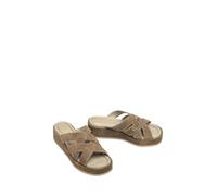 UNISA Sandalia Mujer Ante Matcha, Punta Cuadrada, Tacón Cono 4.5cm, Plataforma 3cm