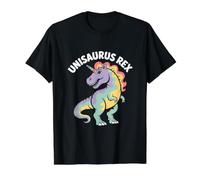 Unisaurus Rex Dinosaurio Unicornio Divertido Camiseta gráfica económica, Hombre, Negro, S