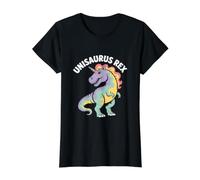 Unisaurus Rex Dinosaurio Unicornio Divertido Camiseta gráfica económica, Mujer, Negro, S