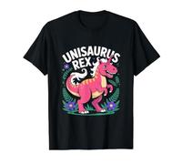 Unisaurus Rex Fun Dinosaurio Unicornio Rosa Camiseta gráfica económica, Hombre, Negro, S