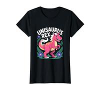Unisaurus Rex Fun Dinosaurio Unicornio Rosa Camiseta gráfica económica, Mujer, Negro, S