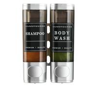 unisence - Dispensador de champú y acondicionador, dispensador de Ducha de 2 cámaras, sin Taladro, dispensador de champú montado en la Pared para Ducha, dispensador de Gel Corporal montado en la