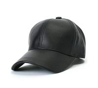 Unisex 100% cuero de oveja béisbol hombres gorra de golf correa adhesiva motorista sombrero negro