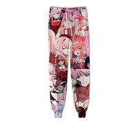 Unisex Anime Darling in The FRANXX Pantalones Code:002 Pantalones Deportivos Zero Two Graphics Pantalones harén de Cintura elástica con cordón