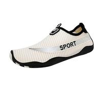Unisex Badeschuhe Barfußschuhe Damen Herren Wasserschuhe Schwimmschuhe Strandschuhe Schnelltrockend Aquaschuhe Surfschuhe Weich Leicht Traillaufschuhe Fitnessschuhe mit rutschfest Sohle, Blanco G, 40