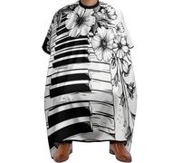 Unisex Bata para Barberías, Teclas de piano Notas musicales Flores, Salón Delantal de Peluquero Fácil de limpiar Barber Cape para Adultos Corte de Pelo Casa