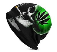 Unisex Beanie Caps 3D verde marihuana hoja malas hierbas fumar cráneo sombrero de punto cráneo gorra invierno verano cálido mujeres hombres sombreros