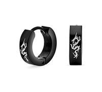 Unisex Biker Joyería Pequeño Dragón Asiático Kpop Huggie Pendientespara Hombres Mujeres Adolescente Negro Ip Acero Inoxidable