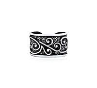 Unisex Boho Celta Bali Tribal Estilo Remolino Enredadera Ancho Oreja Pendienteshélice 1 Pieza No Perforado Cartílago Negro Oxidado .925 Plata De Ley