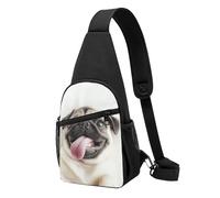 Unisex Bolsa de Pecho Perro Pug Divertido Mochilas Cruzadas Ligero Bandolera para Trabajo Viajes Escolar