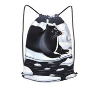 Unisex Bolsas De Cuerdas Lobos De Mar En El Hielo Mochilas Cordón Moderno Bolsa De Gimnasia para Nadar Acampada Adulto 36X42Cm