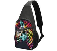 Unisex Bolso de Pecho Cebra arcoíris colorida Mochila de Pecho Moda Mochila Bandolera Senderismo Deportes Tactica