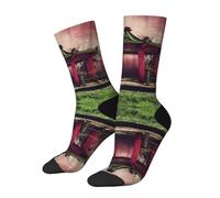 Unisex Calcetines Deporte Tarjeta De Tai Chi Del Pabellón Prado Verde Árbol Flores Niebla Rosa Medias Deportivas Casual Running Calcetines Para Trabajo Trekking Adulto 40Cm
