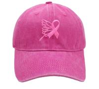 Unisex Cáncer de Mama International Publicity Day Ribbon Bordado Gorras de Béisbol Gorras Deportivas al Aire Libre Sombrero Hip Hop Letras Gorra de Béisbol con Protección para el Cuello, Rosa intenso