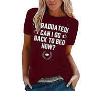 Unisex Casual Graduation Geschenke für Ihn Ihr 2022 High School College T Shirt Letter Print Loose Tops Peto Short Damen, Vino, XL
