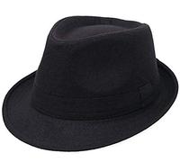 Unisex Classic Manhattan estructurado Trilby Fedora Hat Panamá Hat Derby Hat (Negro), Negro, Large