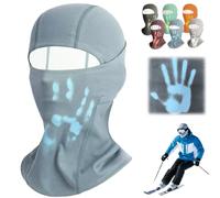 Unisex Heat Reactive Balaclava,Temperature Sensitive Color Change Ski Mask,Windproof Thermal Full Head Wrap for Skiing Hiking (Light Blue(Long))