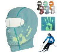 Unisex Heat Reactive Balaclava,Temperature Sensitive Color Change Ski Mask,Windproof Thermal Full Head Wrap for Skiing Hiking (Dark Green(Short))