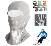 Unisex Heat Reactive Balaclava,Temperature Sensitive Color Change Ski Mask,Windproof Thermal Full Head Wrap for Skiing Hiking (Gray(Long))